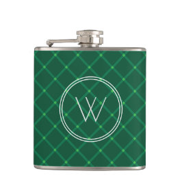 Mörk grönt plaid festive anpassningsbar monogram fickplunta