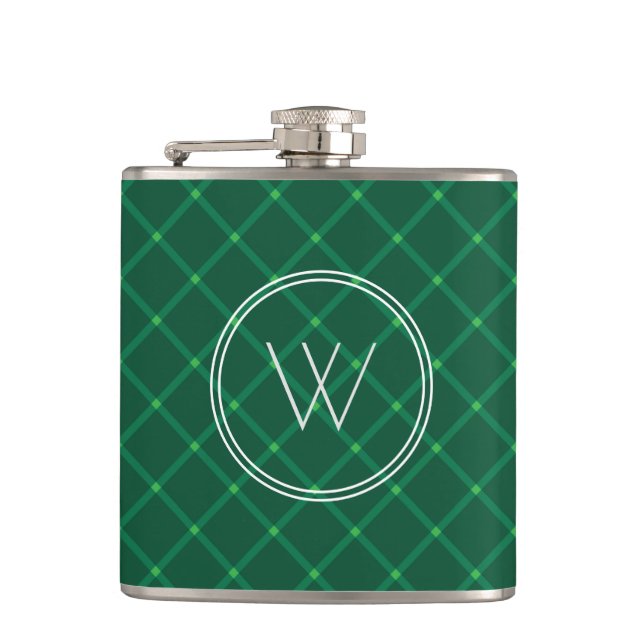 Mörk grönt plaid festive anpassningsbar monogram fickplunta (Framsidan)