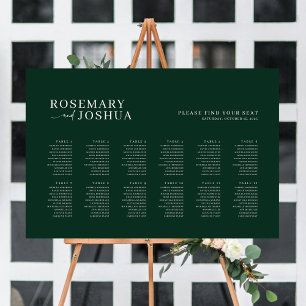 Mörk grönt platsschema Hitta ditt säte 12 Bord Poster