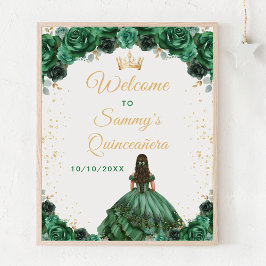 Mörk grönt princess Quinceañera Välkommen Poster
