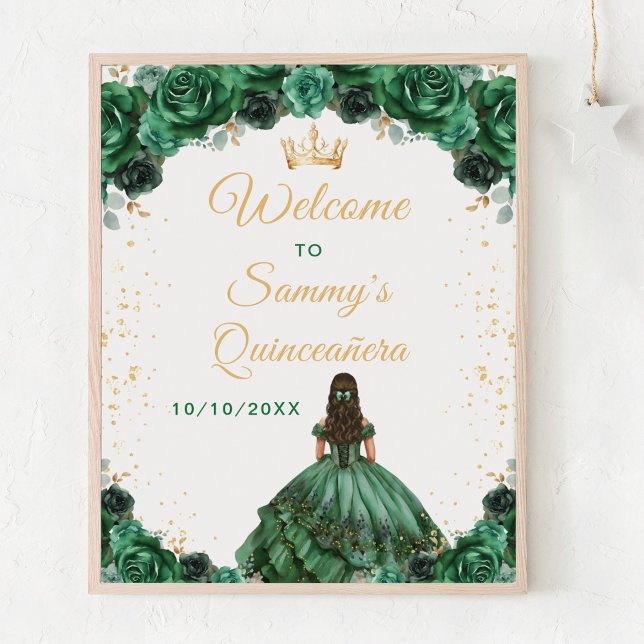 Mörk grönt princess Quinceañera Välkommen Poster (Skapare uppladdad)