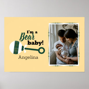 Mörk grönt Pset Rattle Bear Baby Photo Poster