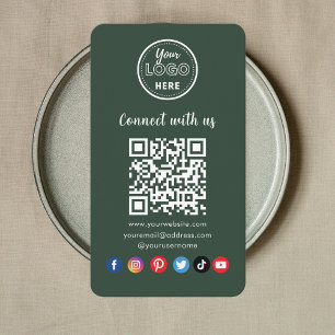 Mörk grönt QR-kod Anslut med USA Social Media Visitkort