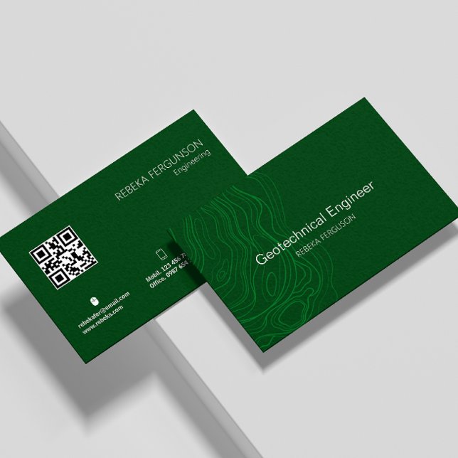 Mörk grönt QR-kod för arkitektur som Bygger entrep Visitkort (Architect Building Contractor Dark Green Qr Code Business Card)
