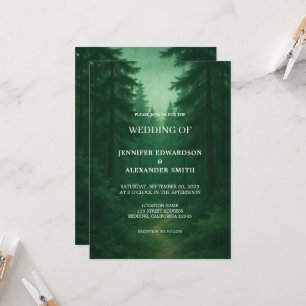 Mörk grönt regnskog bröllop inbjudningar