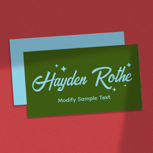Mörk grönt Retro-typografiklaster Visitkort