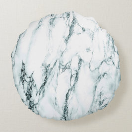 Mörk grönt Salvia Marble Abstrakt Stone Lux Rund Kudde