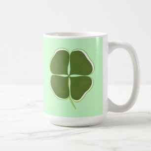 Mörk grönt Shamrock, Fyrklövra mugg