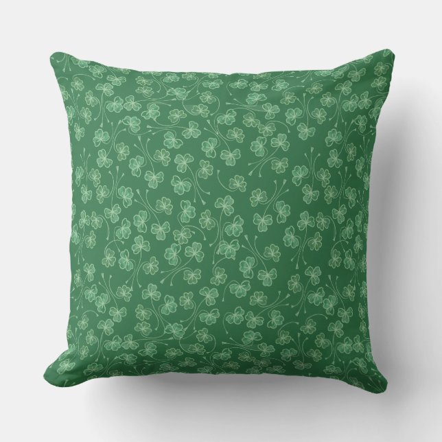Mörk grönt Shamrocks Mönster Pillow eller Cushion Kudde (Framsida)