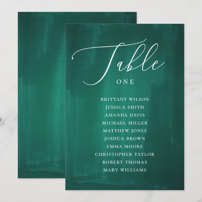 Mörk grönt sittplatsplaner. Emerald elegant bröllo Inbjudningar (Fram/baksida)