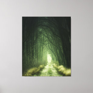 Mörk grönt skogslandskap i Fantasy Canvastryck