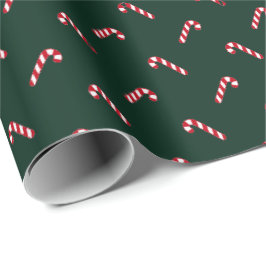 Mörk grönt, söt candy cane mönster presentpapper