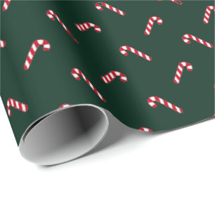 Mörk grönt, söt candy cane mönster presentpapper