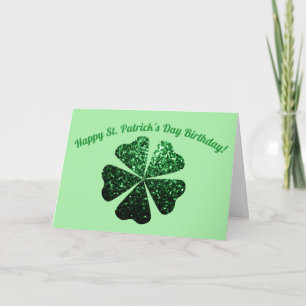 Mörk grönt sparkles Shamrock St Patricks Birthday Kort