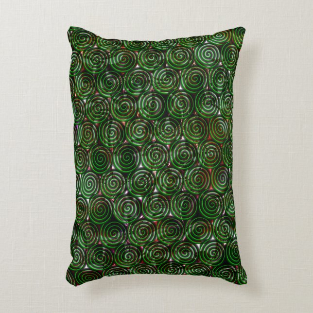 Mörk grönt spiral genomskinligt vid nedfläckad prydnadskudde (Framsidan(Vertikal))