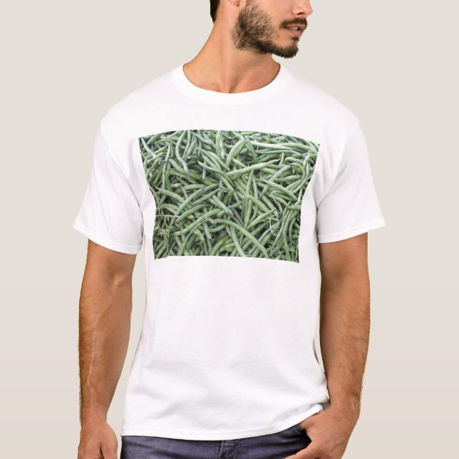 Mörk - grönt stränger bönor tee shirt (Framsida)