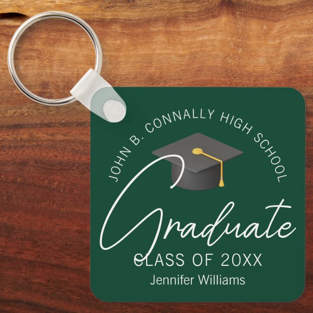Mörk grönt Student-Anpassningsbarna 2025 Studenten Nyckelring (Framsida)