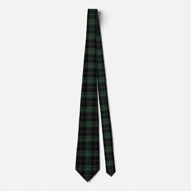 Mörk grönt, svart, brun och olive Tartan Mönster Slips (Framsida)