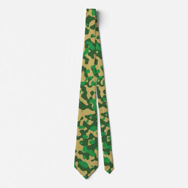 Mörk grönt, Tan och Grönt Camouflage Mönster Slips (Framsida)