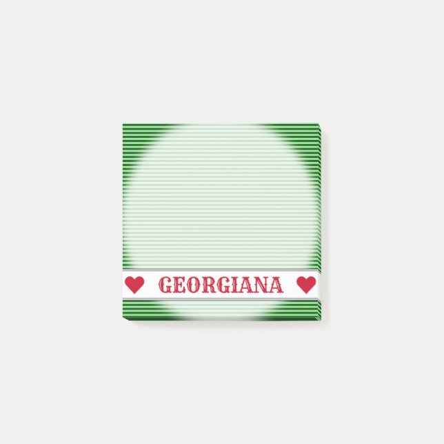 Mörk - grönt & tänder - gröntrand-/linjermönster post-it block (Framsida)