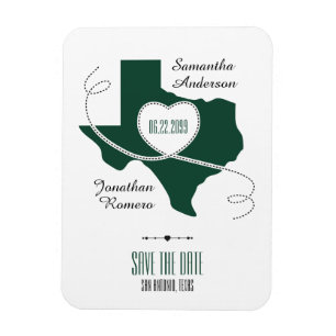 Mörk grönt Texas-kantband Spara datum Magnet