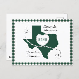 Mörk grönt Texas-kantband Spara datum Vykort