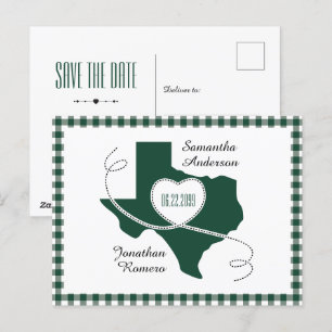 Mörk grönt Texas-kantband Spara datum Vykort