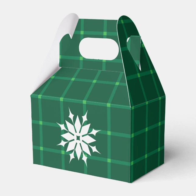 Mörk grönt, traditionell Julafton-snöflinga Presentaskar (Framsidan Sidan)