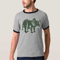 Mörk grönt Triceratops Manar Ringer T-Shirt