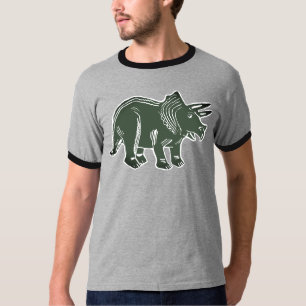 Mörk grönt Triceratops Manar Ringer T-Shirt