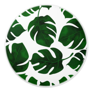 Mörk grönt Tropical Handflatan Lövs Summer Island Knopp