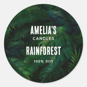 Mörk grönt Tropical Lövs Mönster Candle Business Runt Klistermärke