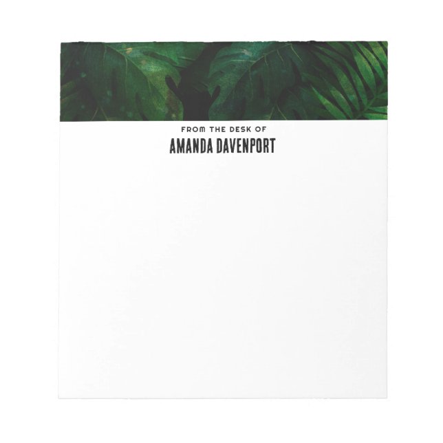 Mörk grönt Tropiska Löven Gräns Anteckningsblock (Framsida)