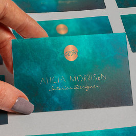 Mörk grönt vattenfärgad lyxfärgad elegant i monogr visitkort