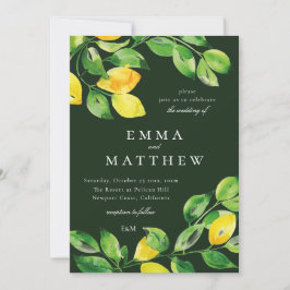 Mörk grönt vattenfärgscitron i Medelhavet Inbjudningar