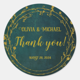 Mörk grönt vintage runt klistermärke