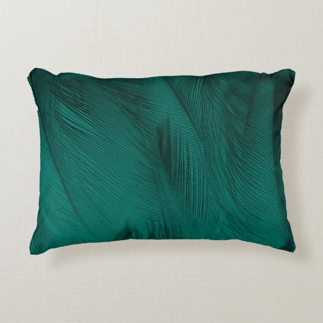 Mörk grönt Vintagen Feather Struktur Prydnadskudde (Framsidan)