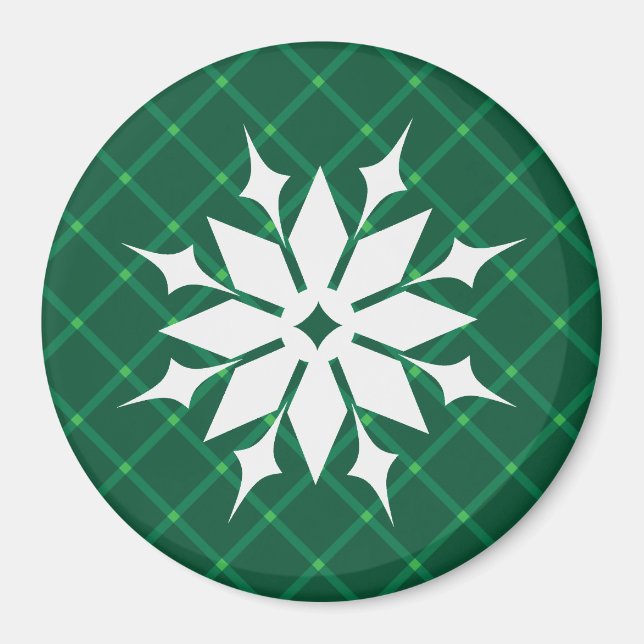 Mörk grönt vintersnöflinga magnet (Framsidan)