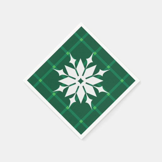 Mörk grönt vintersnöflinga pappersservett (Hörn)