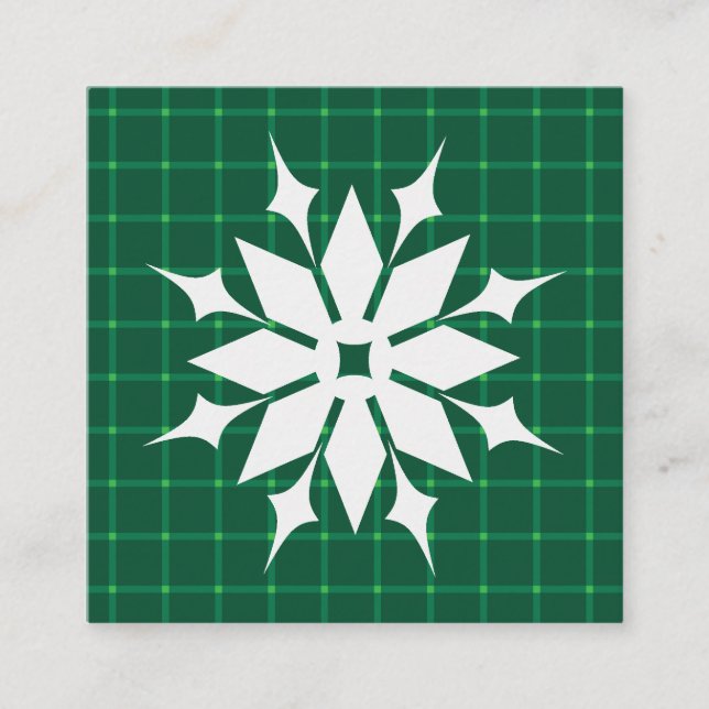 Mörk grönt vintersnöflingor, helgdagar på  vinter fyrkantigt visitkort (Framsida)