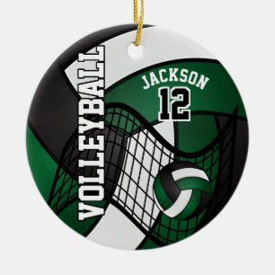 mörk grönt, vit och svart 🏐 julgransprydnad keramik