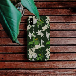 Mörk grönt vita blommor iPhone/iPad-fall