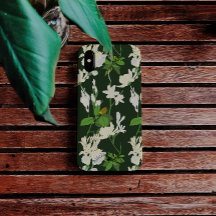 Mörk grönt vita blommor iPhone/iPad-fall