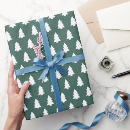 Mörk grönt Vita Julgran mönster Presentpapper