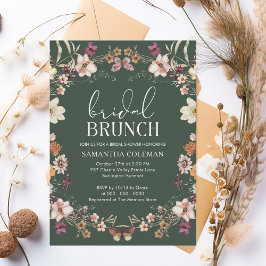Mörk grönt WildblomMöhippa Brunch Möhippa Inbjudningar