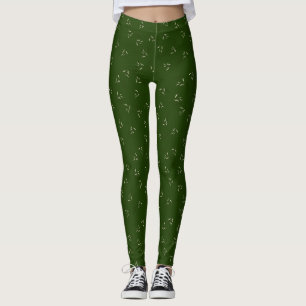 Mörk grönt Wispy Löv Mönster Leggings