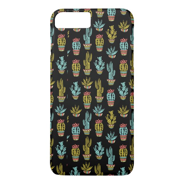 Mörk Grunge Cactus Mönster Case-Mate iPhone Skal (Baksida)