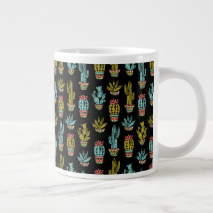Mörk Grunge Cactus Mönster Jumbo Mugg