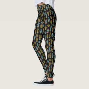 Mörk Grunge Cactus Mönster Leggings