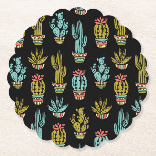 Mörk Grunge Cactus Mönster Underlägg Papper